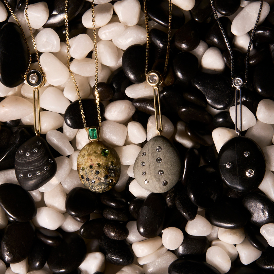 14K Gold + Black Rhodium + Diamond Tahoe GEM // STONE Necklace