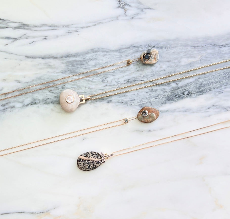 14K Gold + Grey Spinel Tahoe GEM // STONE Necklace