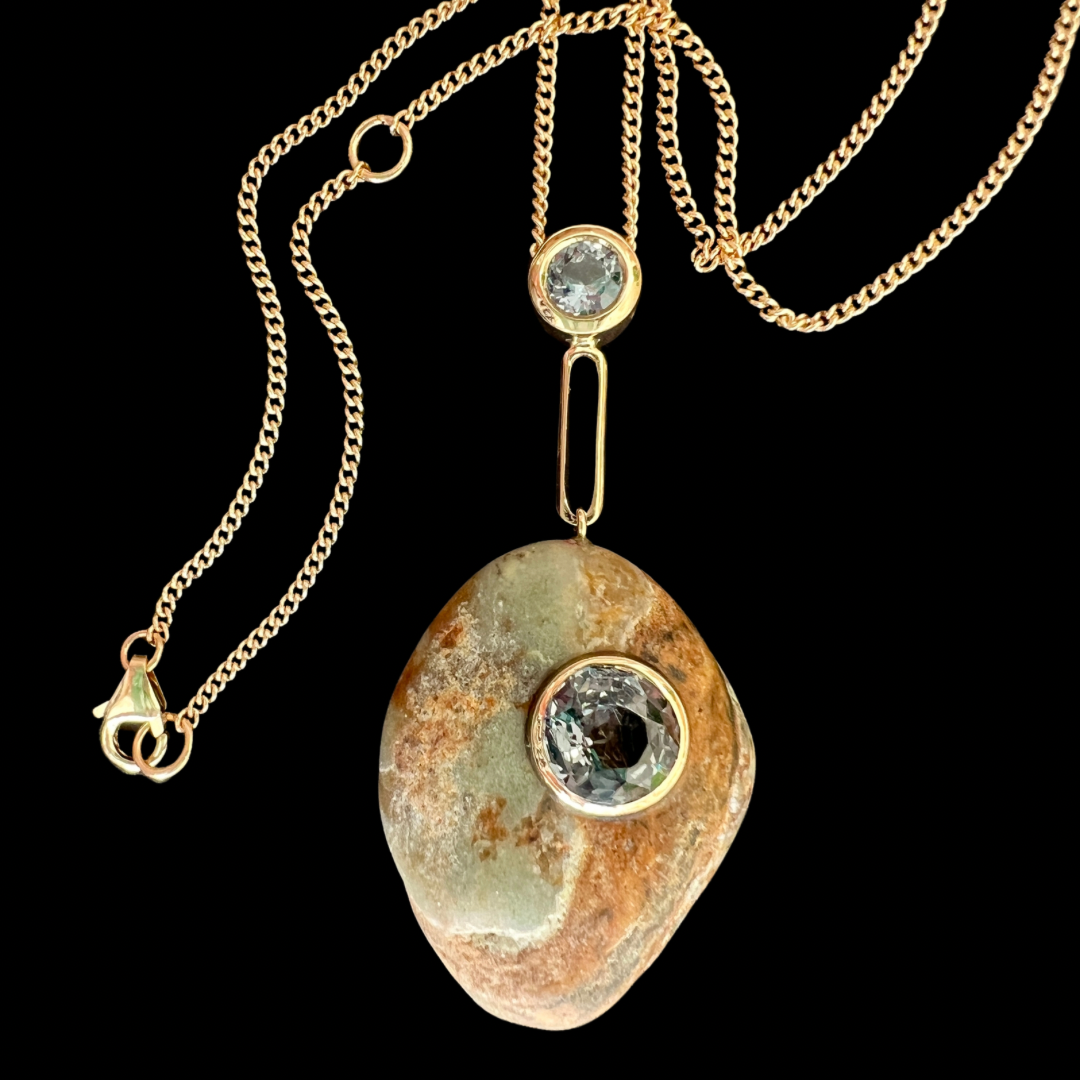 14K Gold + Grey Spinel Tahoe GEM // STONE Necklace
