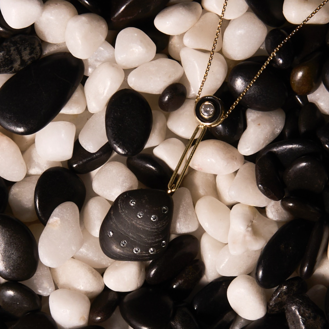 14K Gold + Black Rhodium + Diamond Tahoe GEM // STONE Necklace