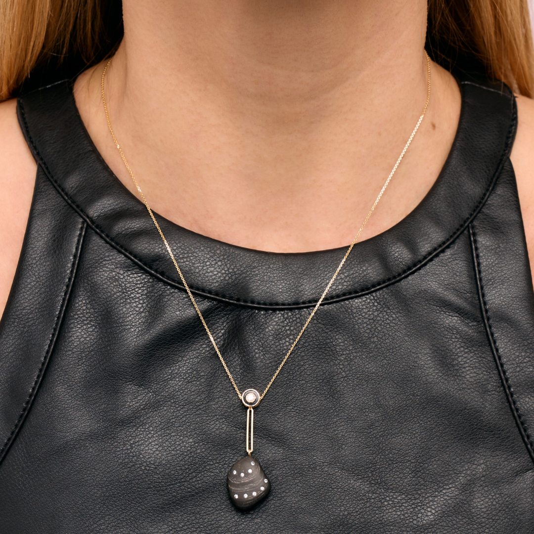 14K Gold + Black Rhodium + Diamond Tahoe GEM // STONE Necklace