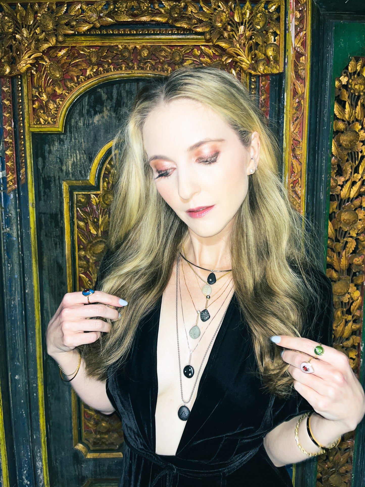 14K Gold Ruby + Trolleite Teardrop Cocktail Ring