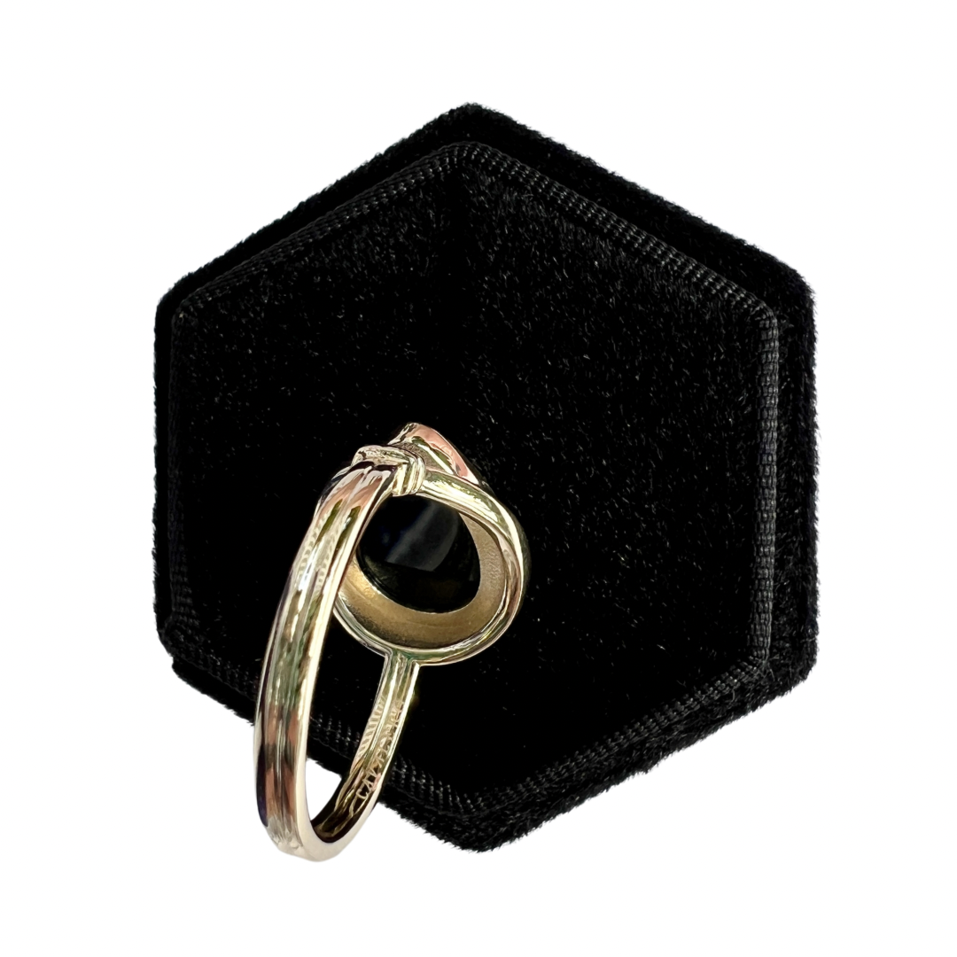 14K Gold Salt & Pepper Diamond + Black Onyx East-West Knot Ring
