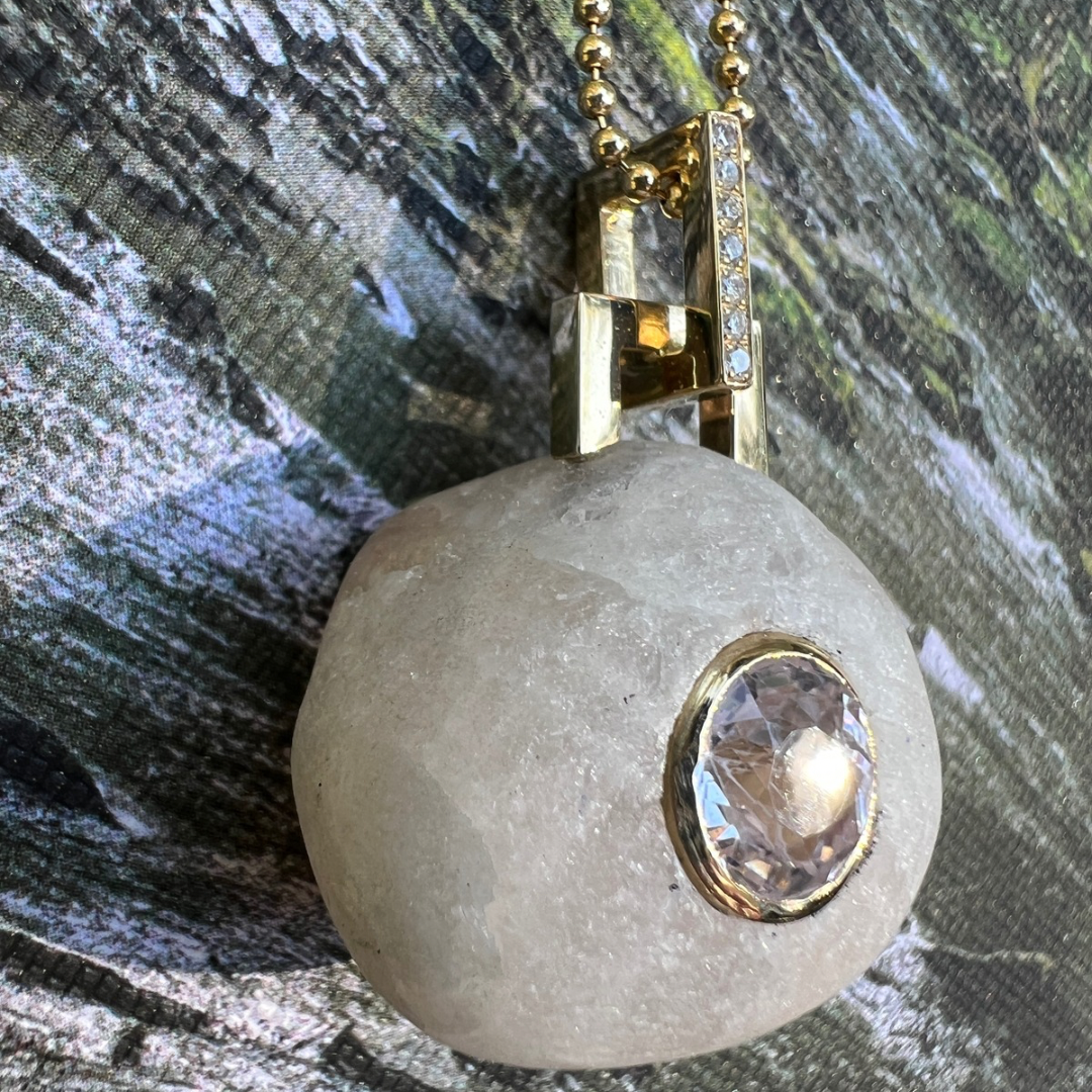 14K Gold + Diamond + Morganite Tahoe GEM // STONE Necklace