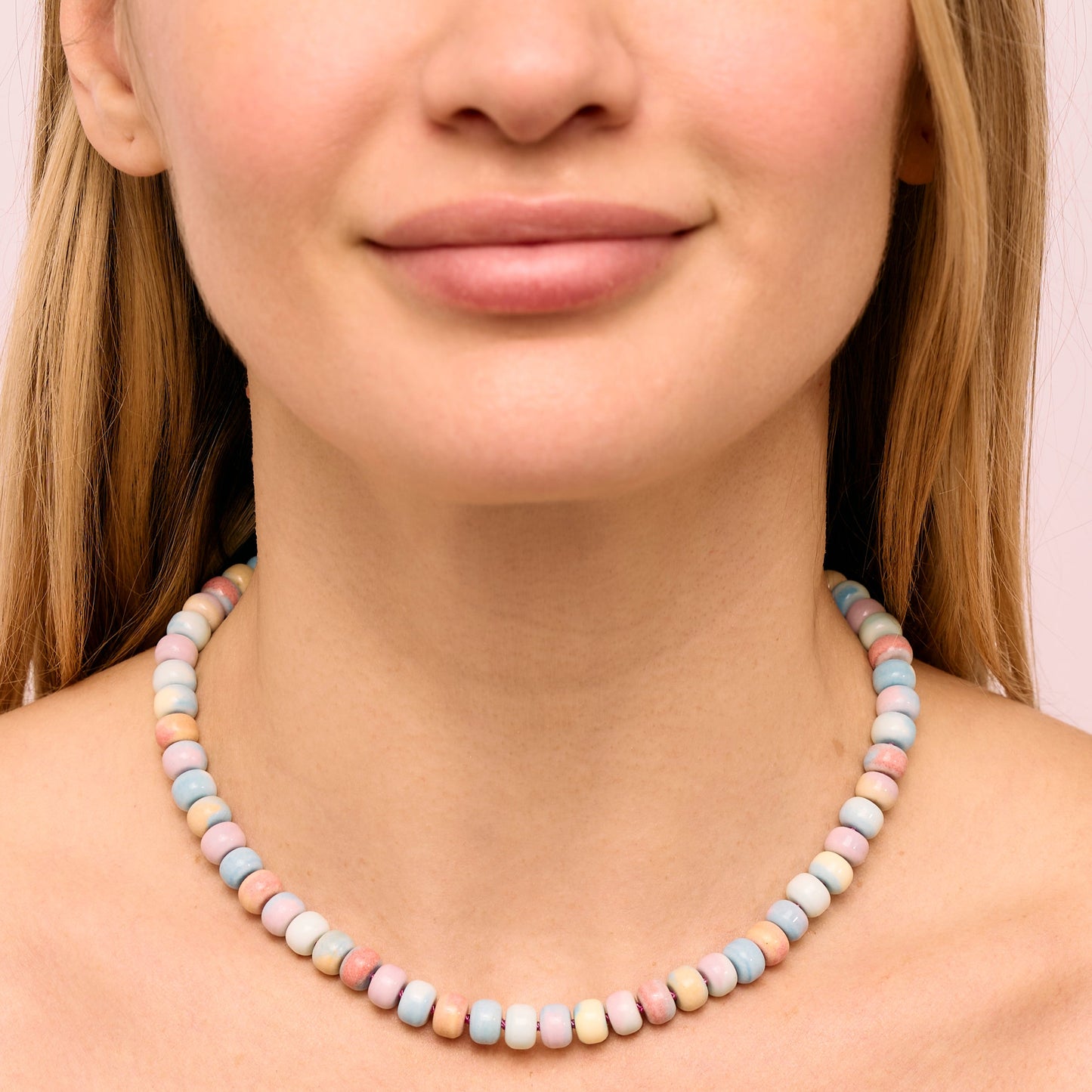 Retro Ombré Pastel Rainbow Tie Dyed Gemstone Candy Necklace