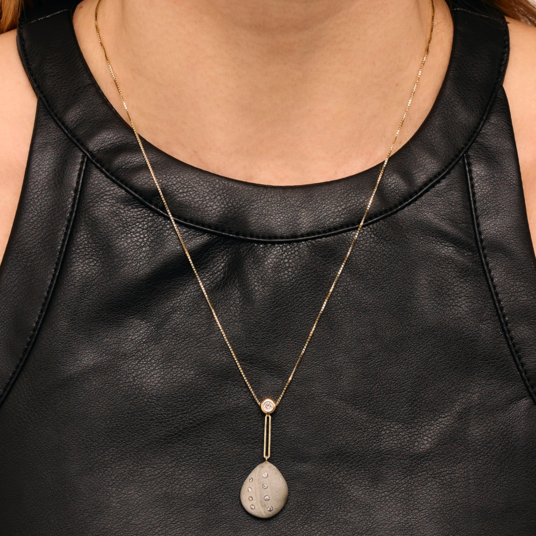 14K Gold + Grey Diamond Tahoe GEM // STONE Necklace