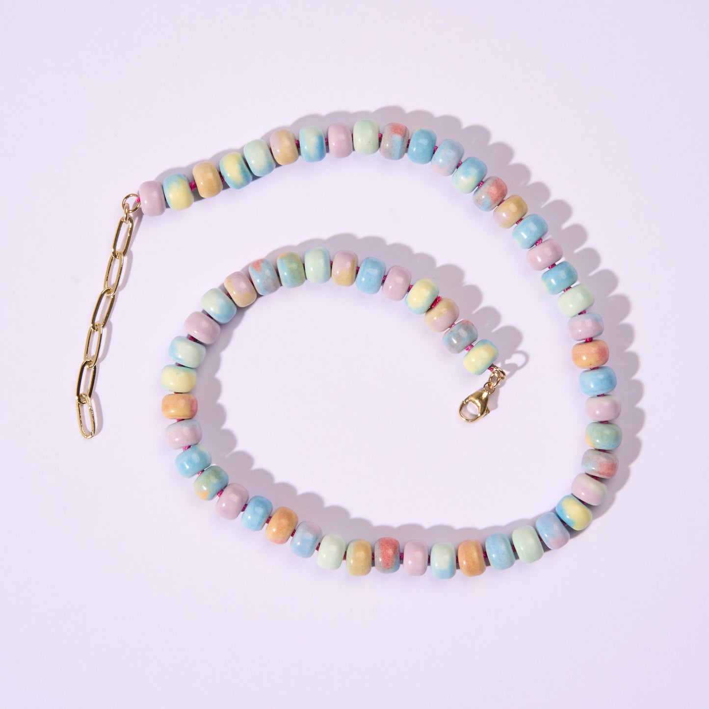Retro Ombré Pastel Rainbow Tie Dyed Gemstone Candy Necklace