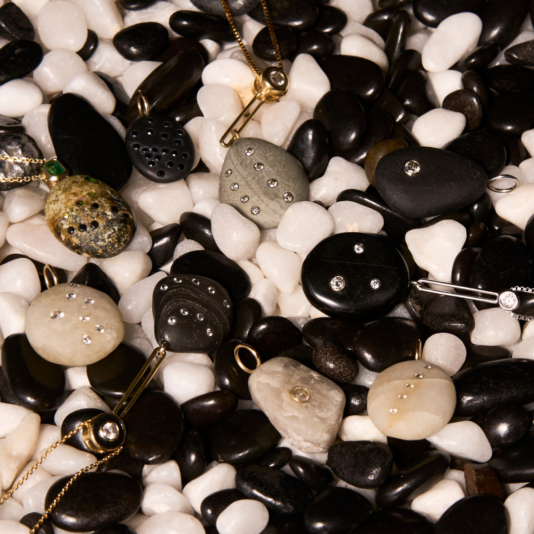 14K Gold + Black Rhodium + Diamond Tahoe GEM // STONE Necklace