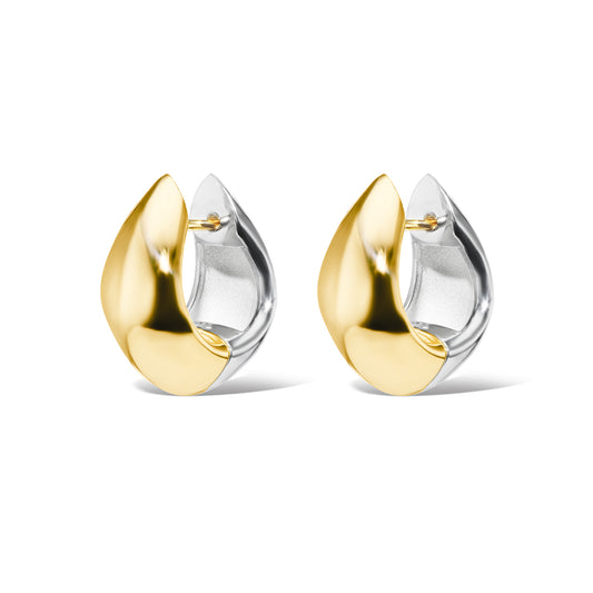 18K Yellow + White Gold Reversible Icon Huggie Hoops