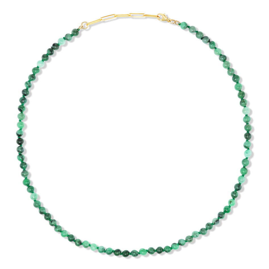 14K Gold Raw Emerald Necklace