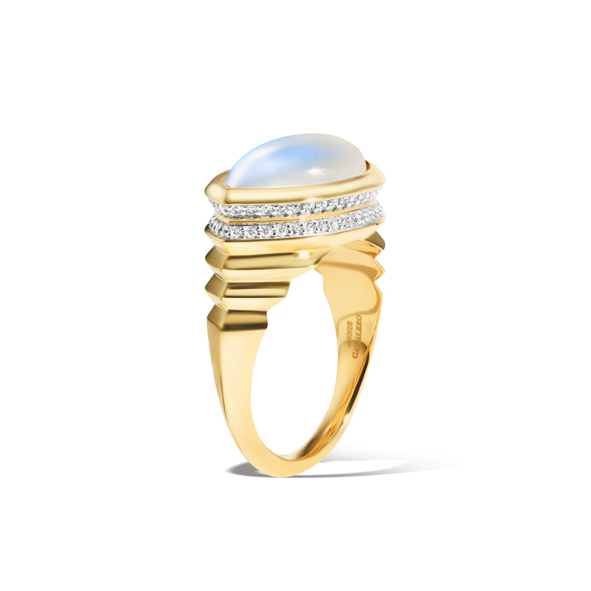 18K Gold Moonstone + Diamond Marquise Cocktail Ring