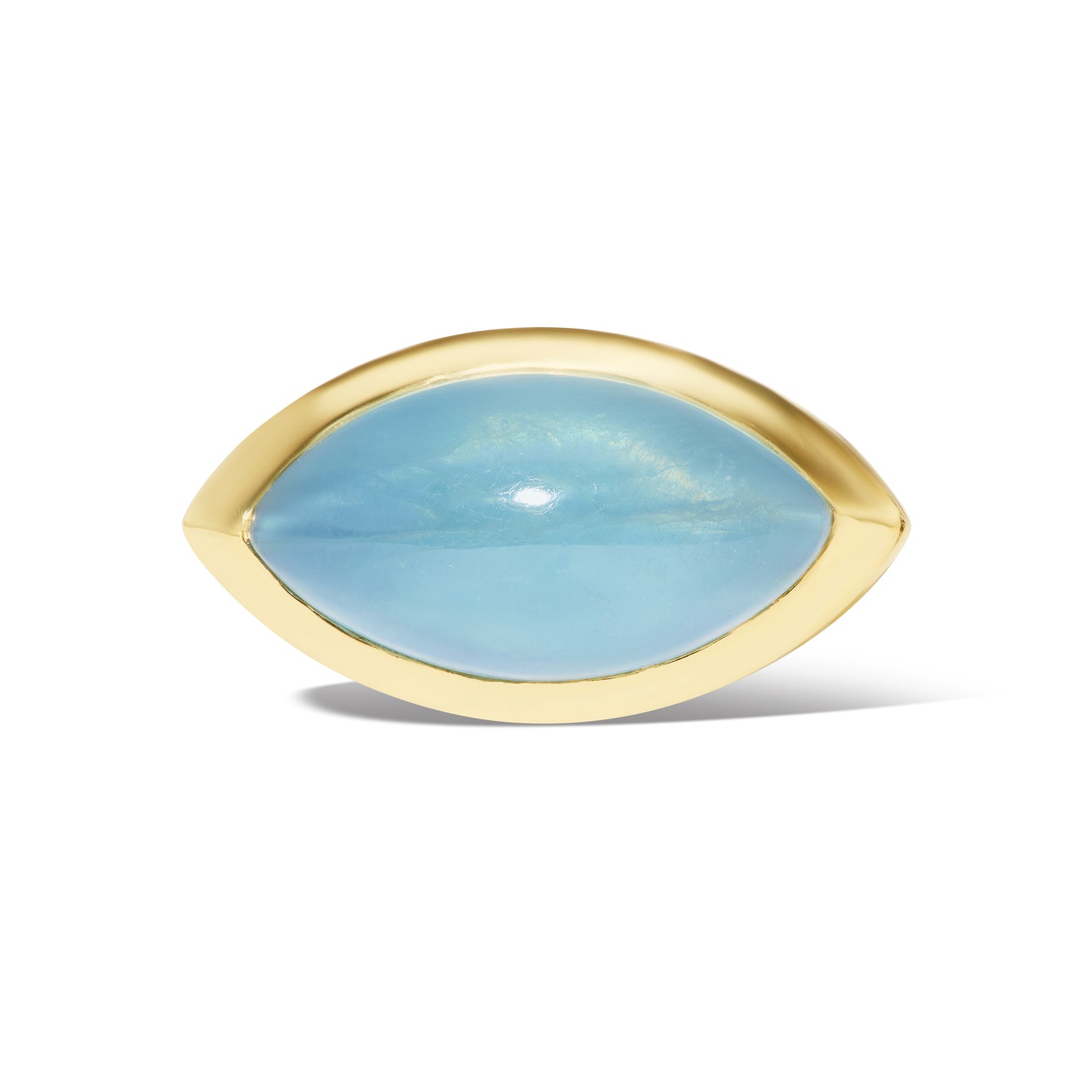 18K Gold Aquamarine + Sapphire Marquise Cocktail Ring