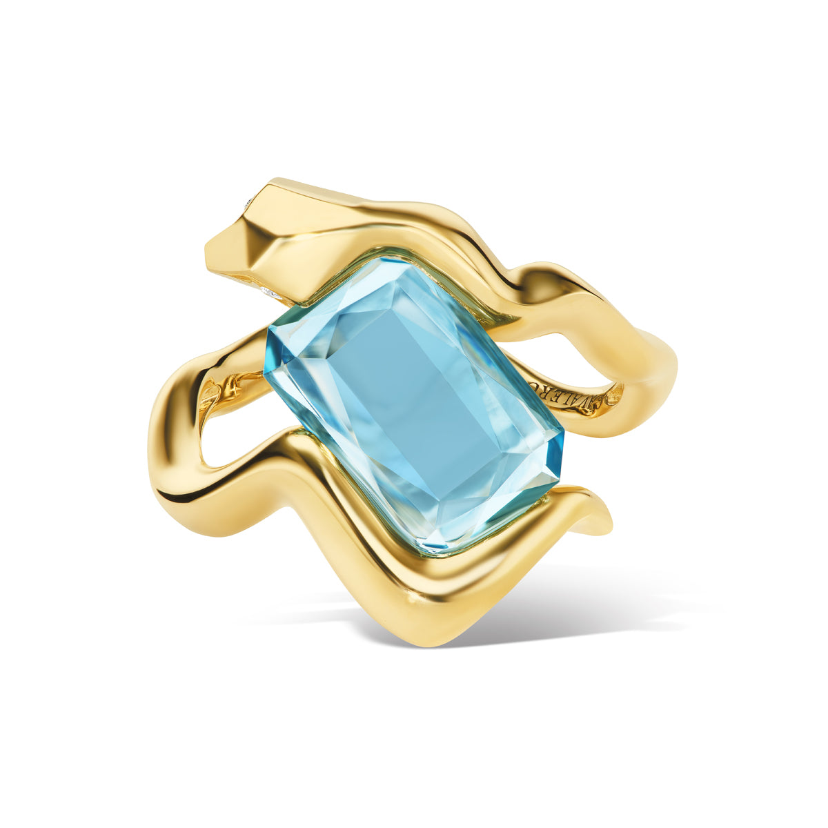 14K Gold Aquamarine + Diamond Snake Ring To Benefit Children's Hospital Los Angeles