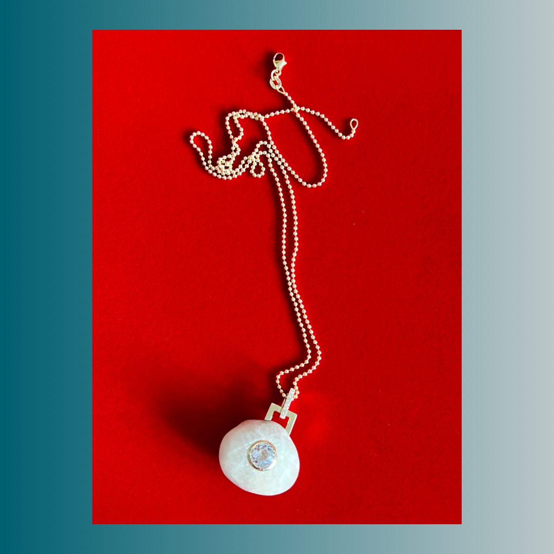 14K Gold + Diamond + Morganite Tahoe GEM // STONE Necklace