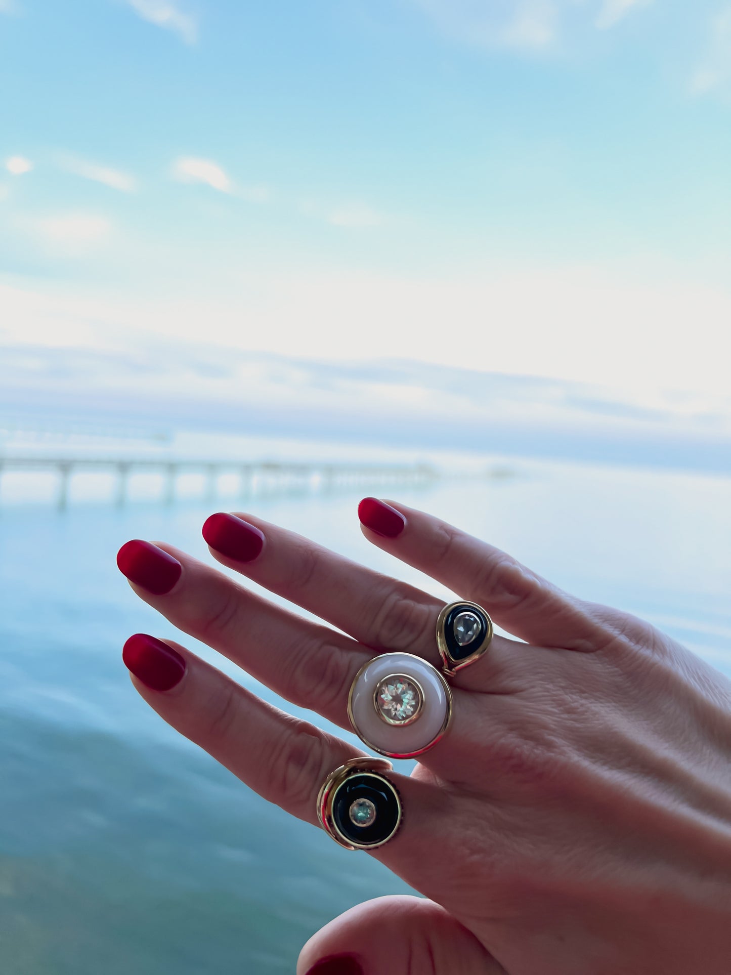 14K Gold Salt & Pepper Diamond + Black Onyx East-West Knot Ring