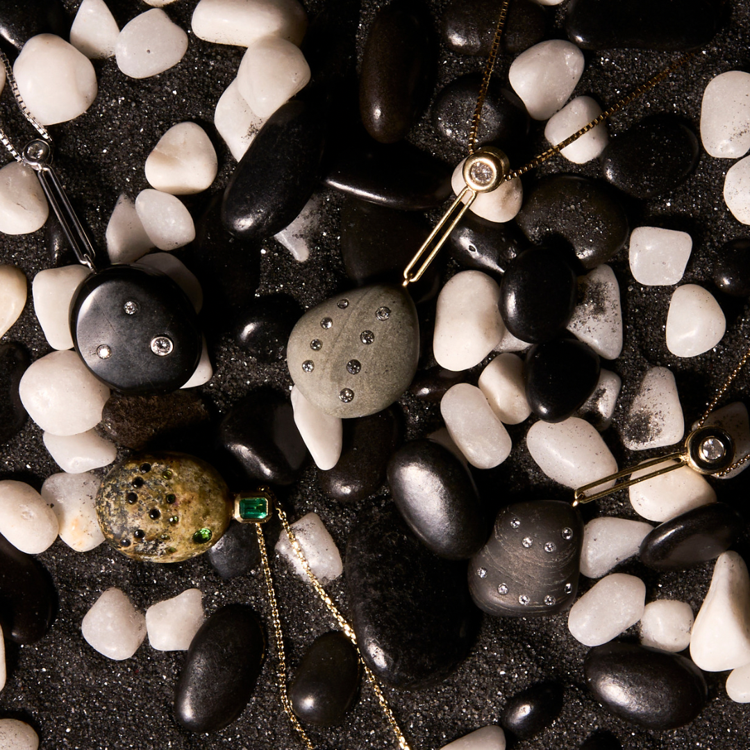 14K Gold + Black Rhodium + Diamond Tahoe GEM // STONE Necklace