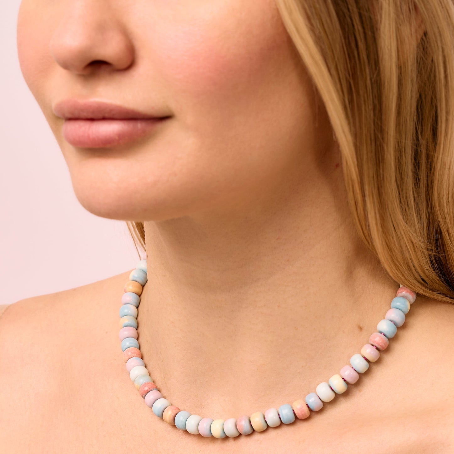 Retro Ombré Pastel Rainbow Tie Dyed Gemstone Candy Necklace