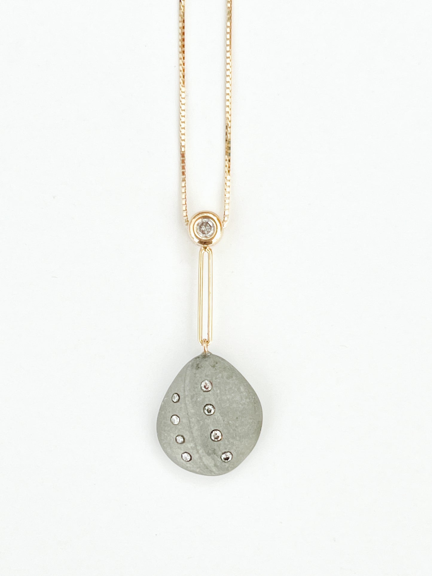 14K Gold + Grey Diamond Tahoe GEM // STONE Necklace