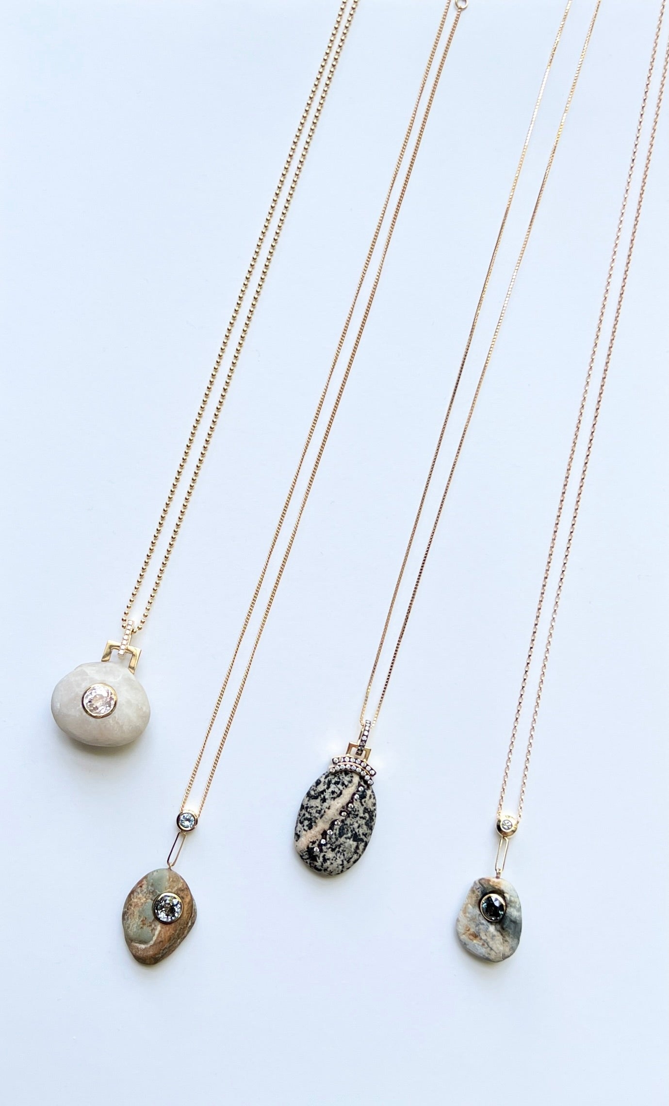 14K Gold + Grey Diamond + Grey Spinel Tahoe GEM // STONE Necklace