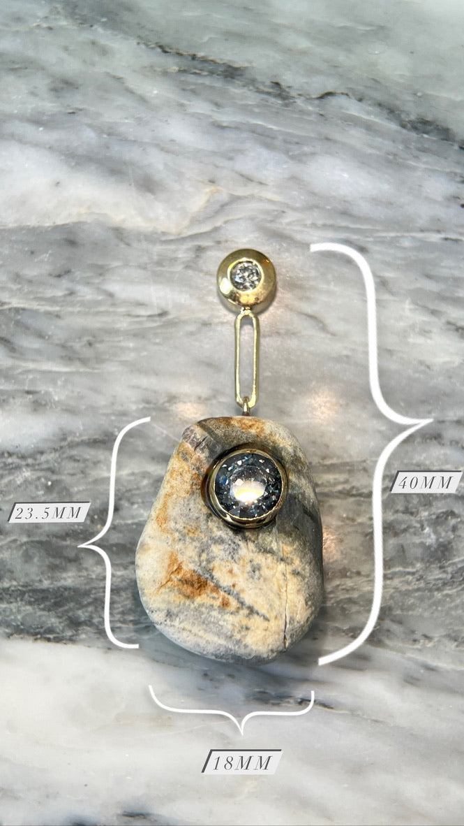 14K Gold + Grey Diamond + Grey Spinel Tahoe GEM // STONE Necklace