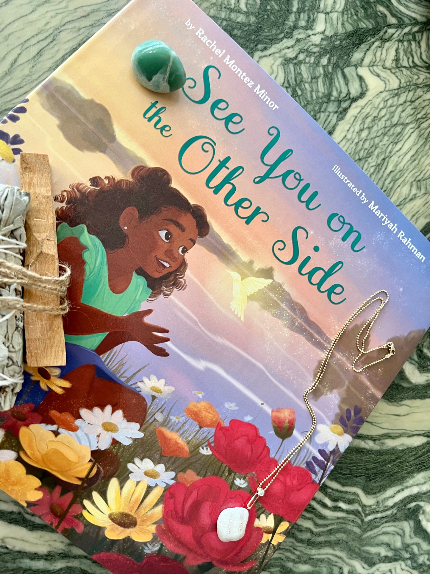 14K Gold + White Sapphire + Diamond Lake Tahoe Necklace