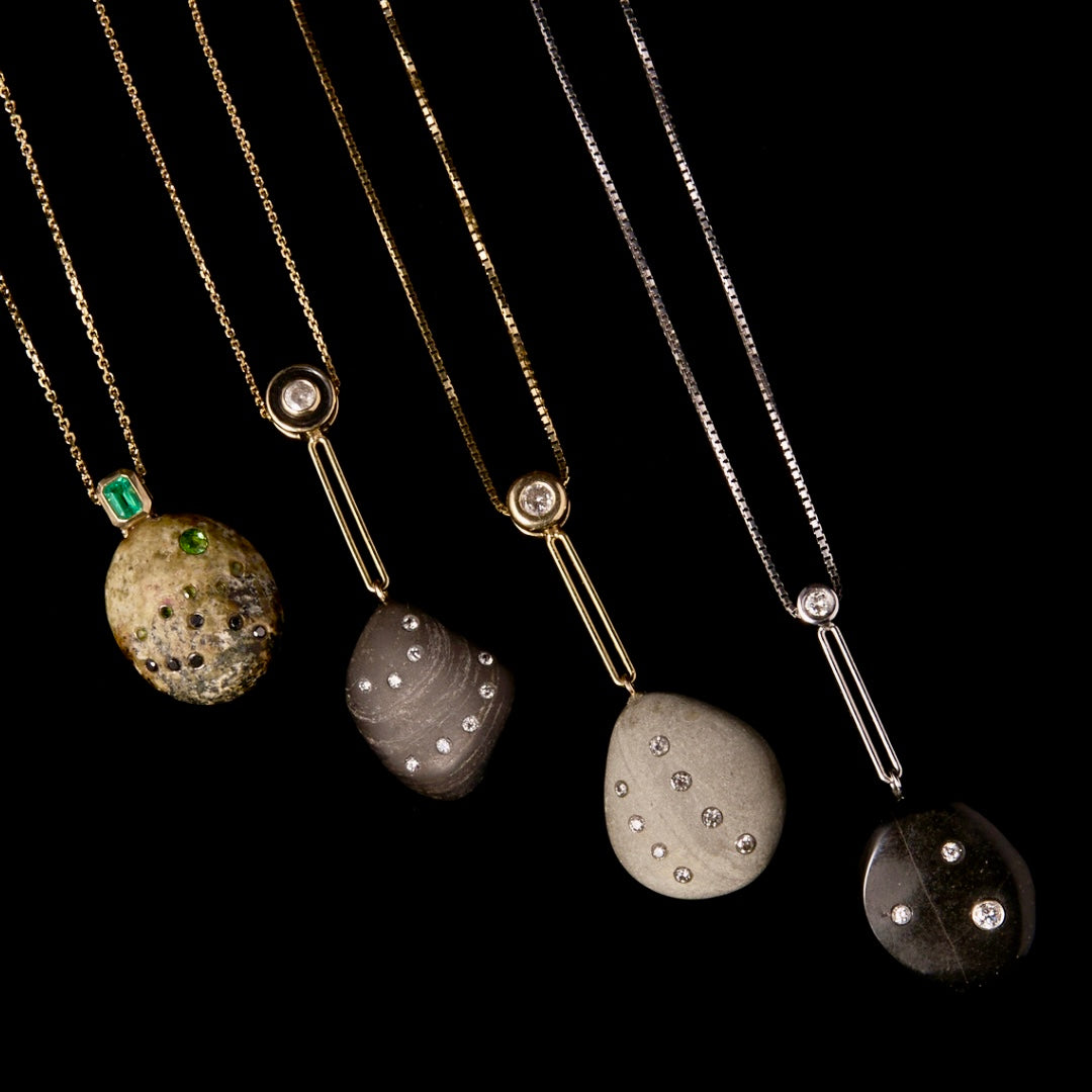 14K Gold + Grey Diamond Tahoe GEM // STONE Necklace