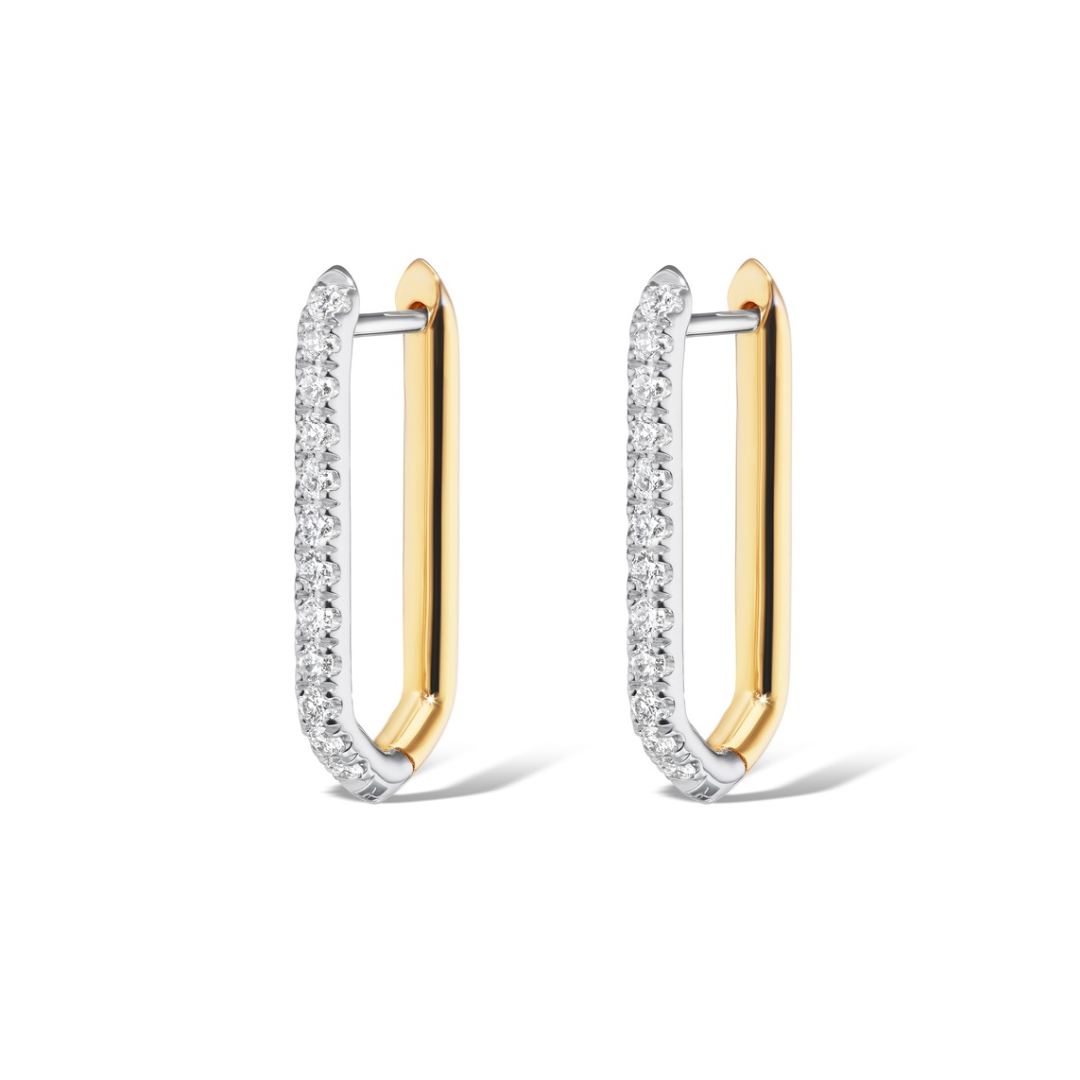 18K Diamond Reversible Two-Tone Drop Link Earrings