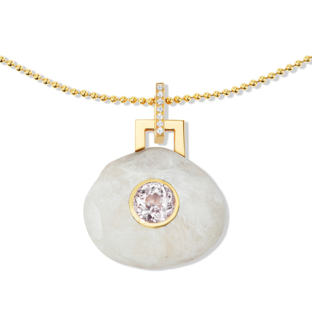 14K Gold + Diamond + Morganite Tahoe GEM // STONE Necklace