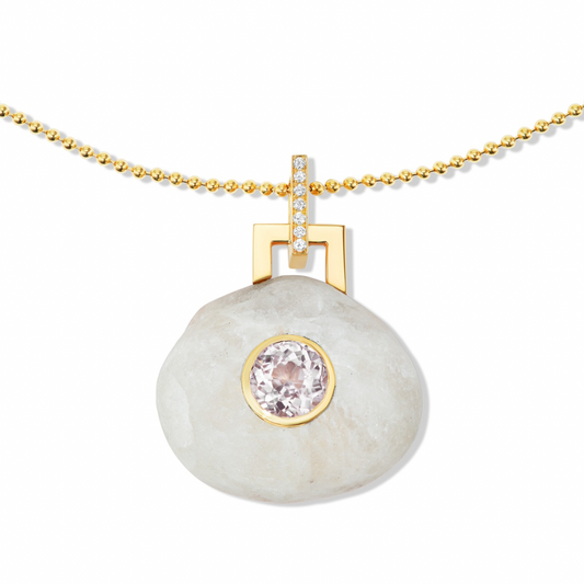 14K Gold + Diamond + Morganite Tahoe GEM // STONE Necklace