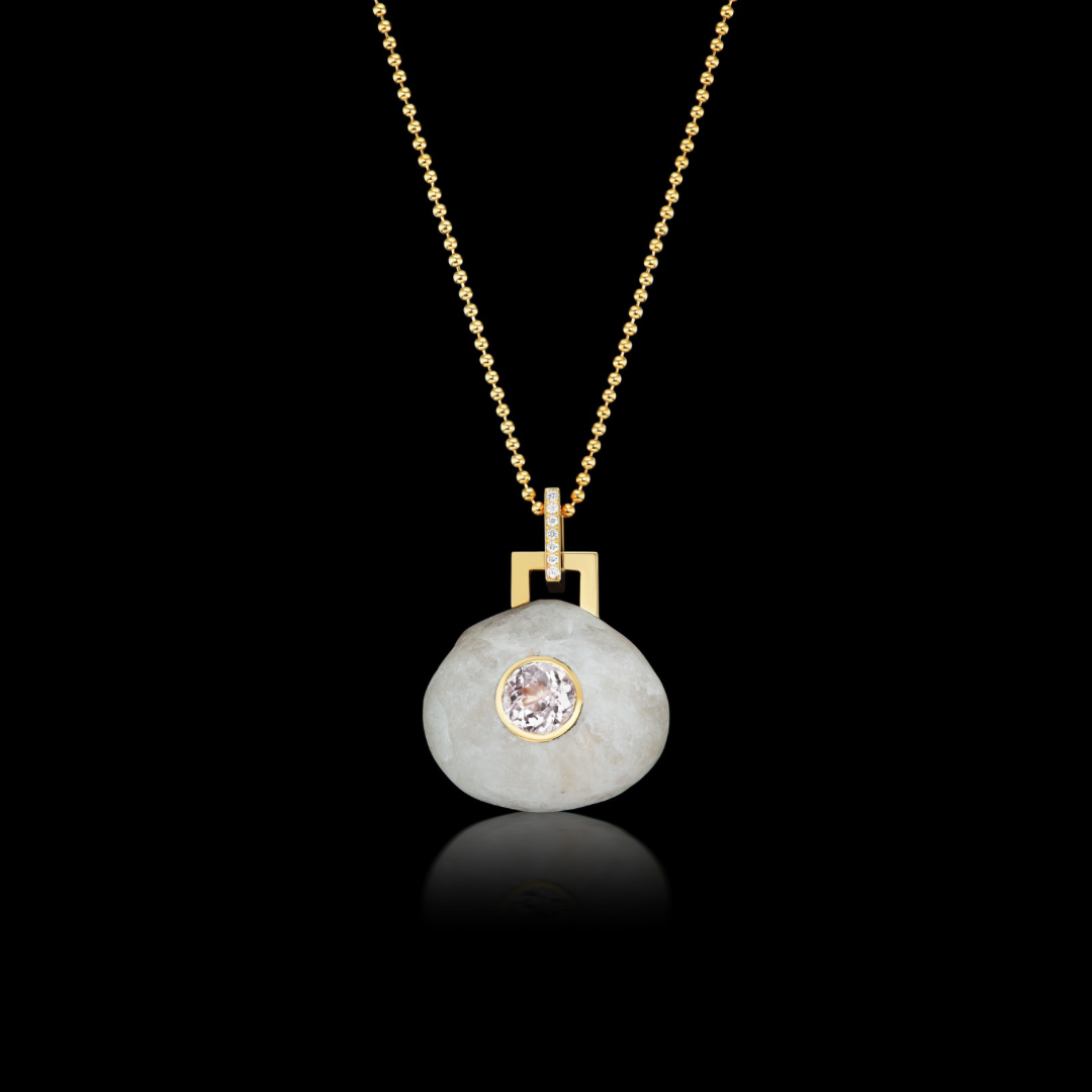 14K Gold + Diamond + Morganite Tahoe GEM // STONE Necklace