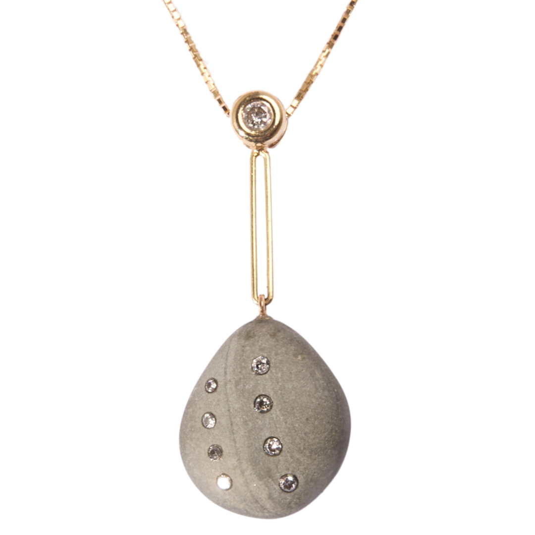14K Gold + Grey Diamond Tahoe GEM // STONE Necklace