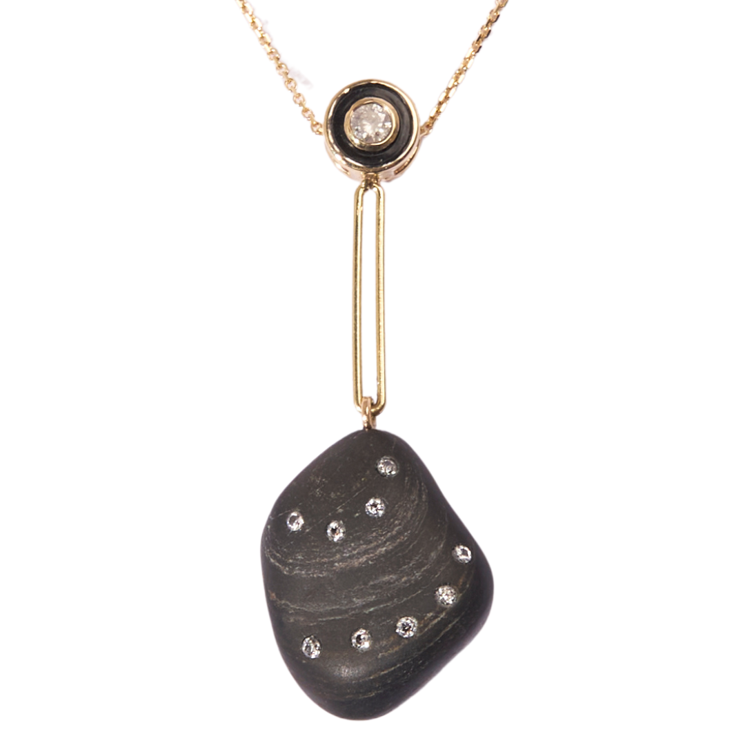 14K Gold + Black Rhodium + Diamond Tahoe GEM // STONE Necklace