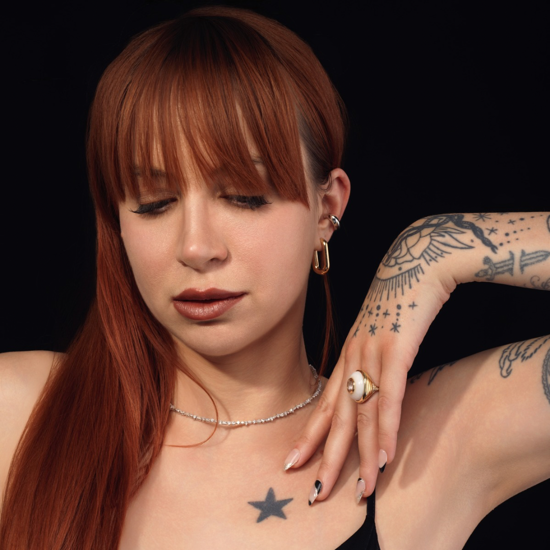 14K Gold Morganite + White Quartz + Diamond Cocktail Ring