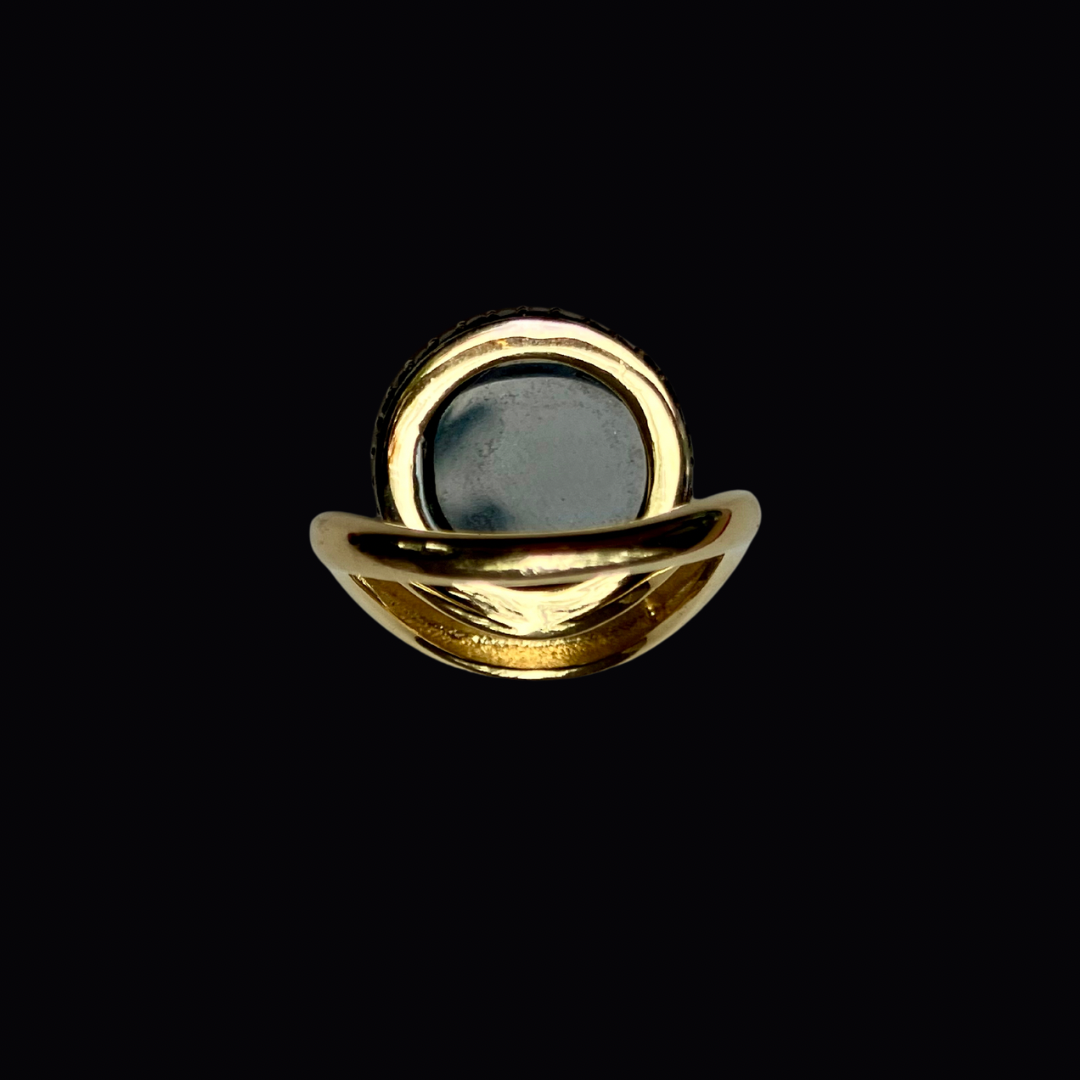 14K Salt and Pepper Diamond + Black Onyx + Black Diamond Wave Ring