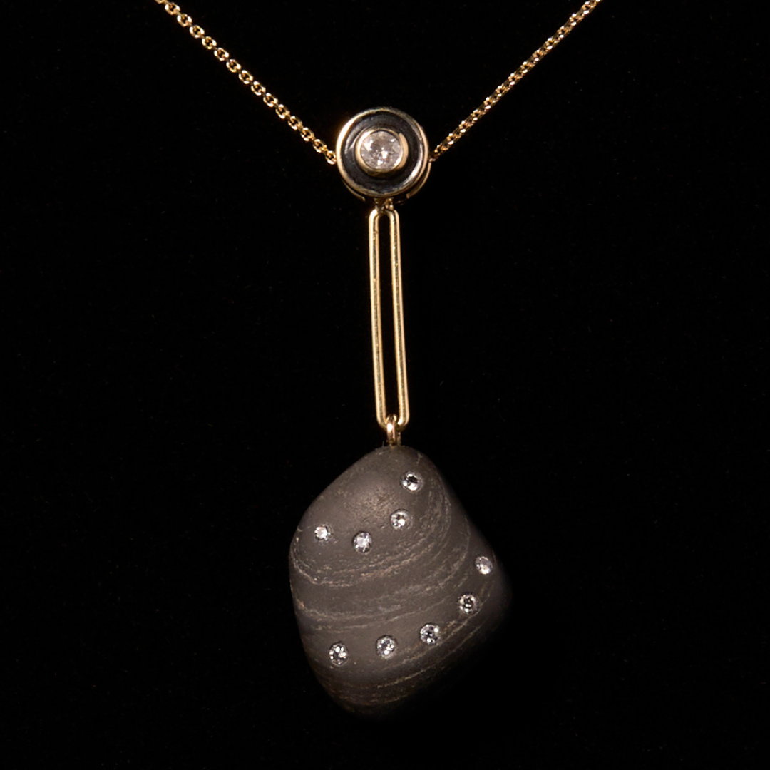 14K Gold + Black Rhodium + Diamond Tahoe GEM // STONE Necklace