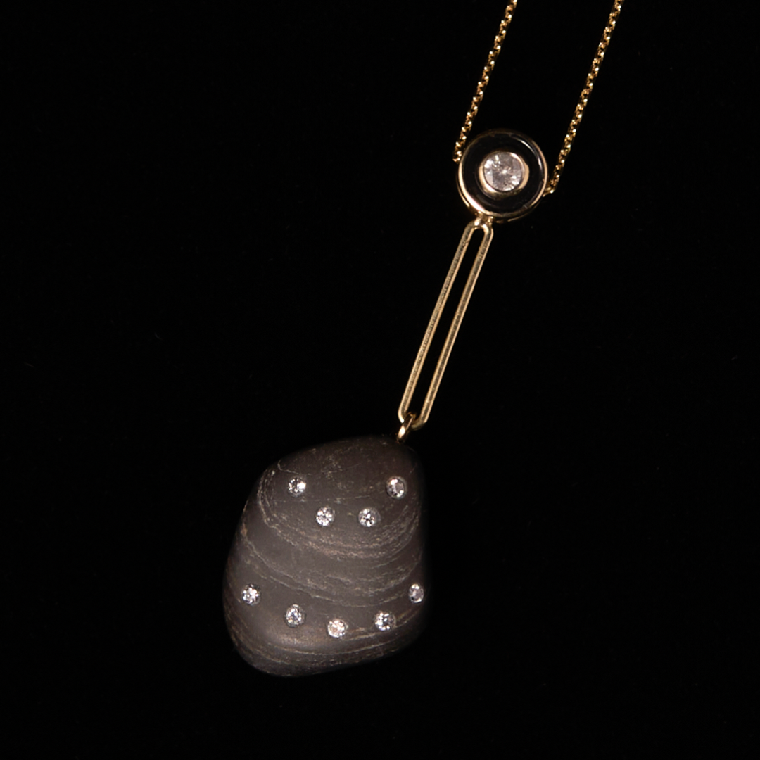 14K Gold + Black Rhodium + Diamond Tahoe GEM // STONE Necklace