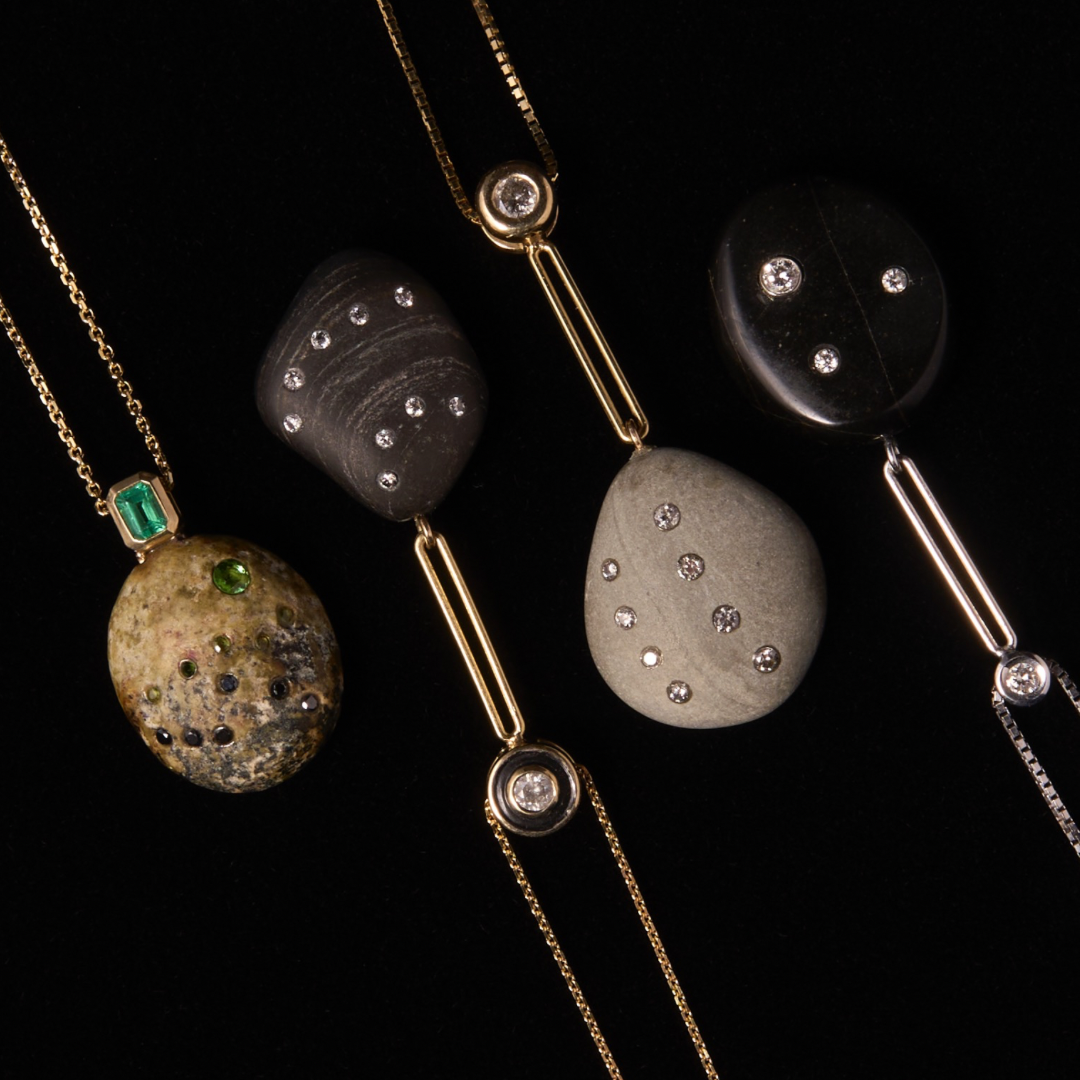 14K Gold + Black Rhodium + Diamond Tahoe GEM // STONE Necklace