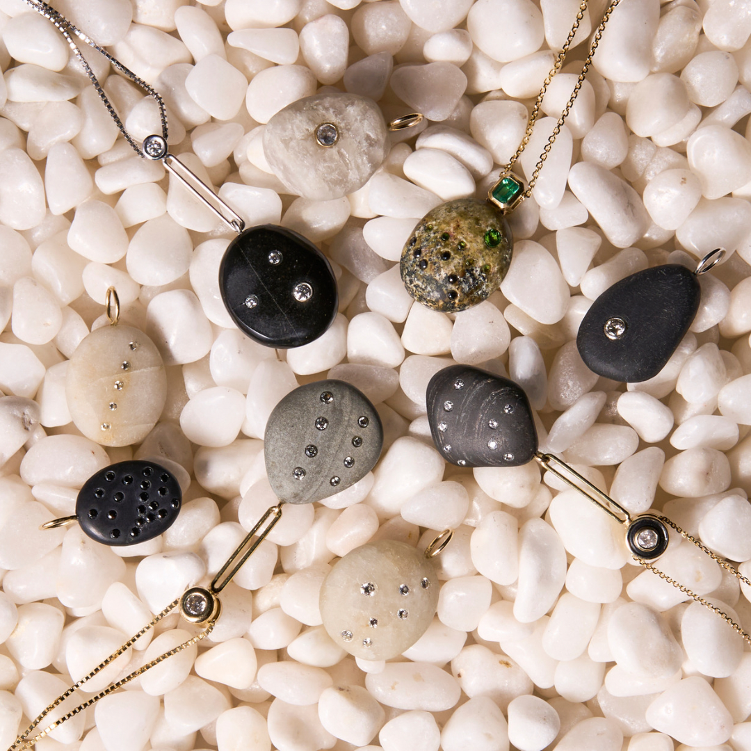 14K Gold + Black Rhodium + Diamond Tahoe GEM // STONE Necklace