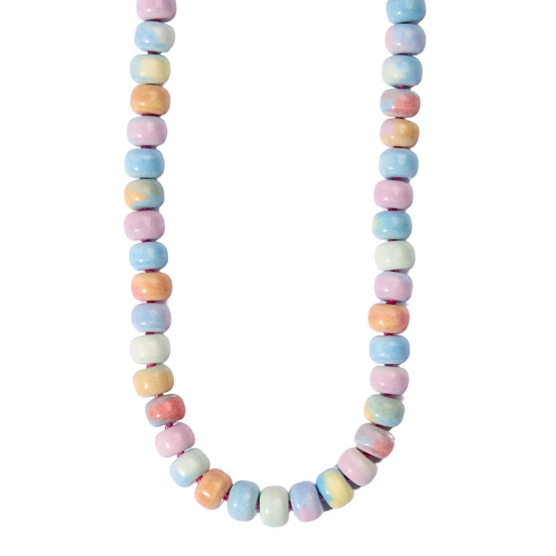 Retro Ombré Pastel Rainbow Tie Dyed Gemstone Candy Necklace
