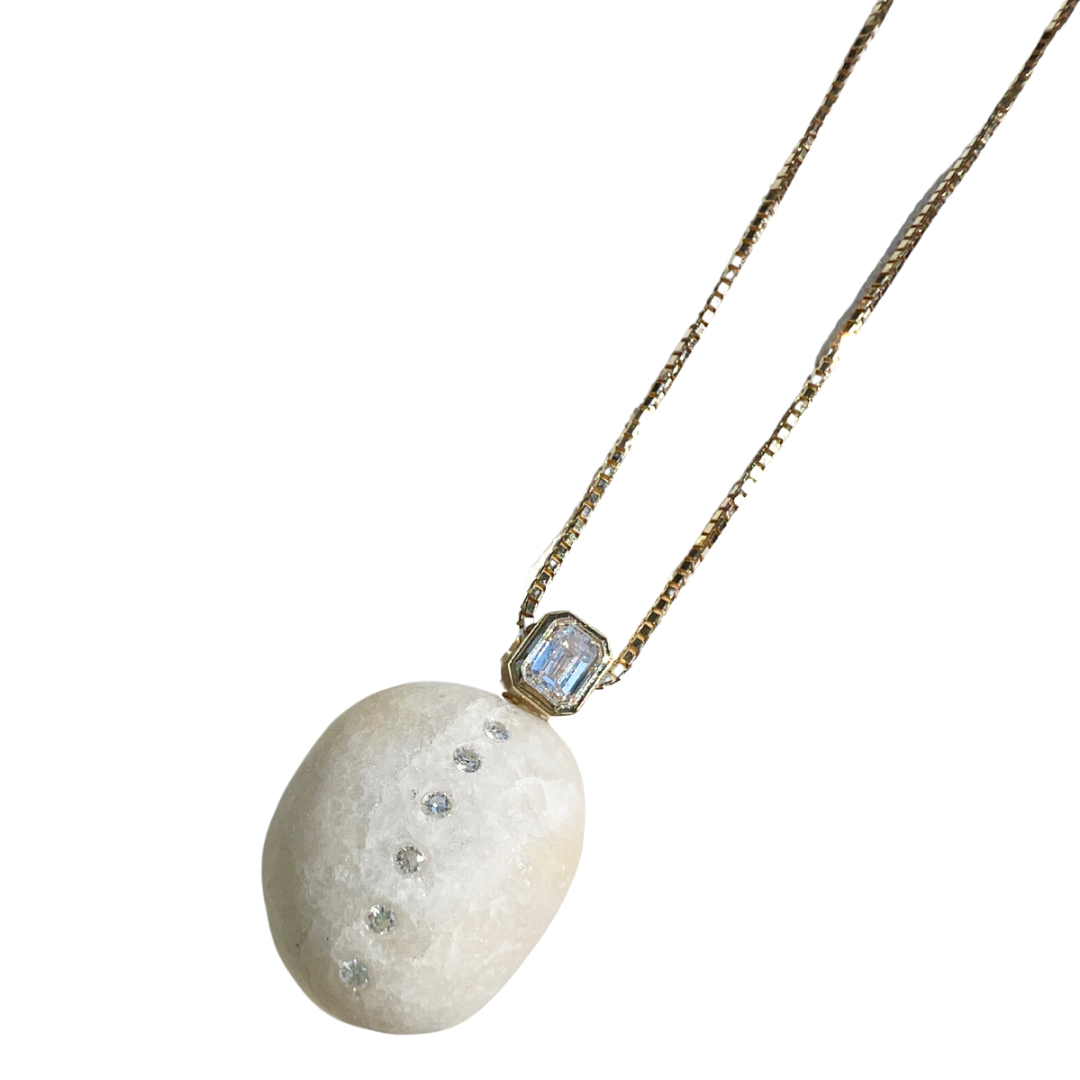 14K Gold + Diamond Lake Tahoe Necklace