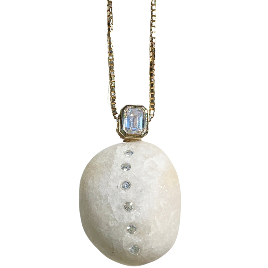 14K Gold + Diamond Lake Tahoe Necklace