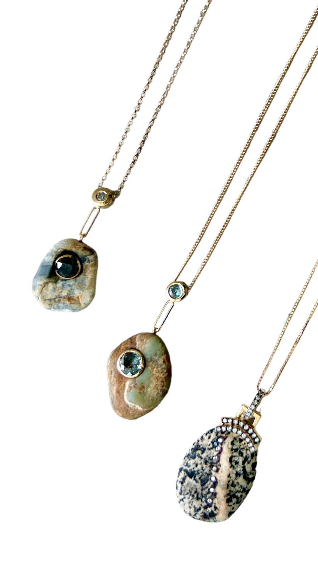 14K Gold + Diamond + Black Rhodium Lake Tahoe Necklace