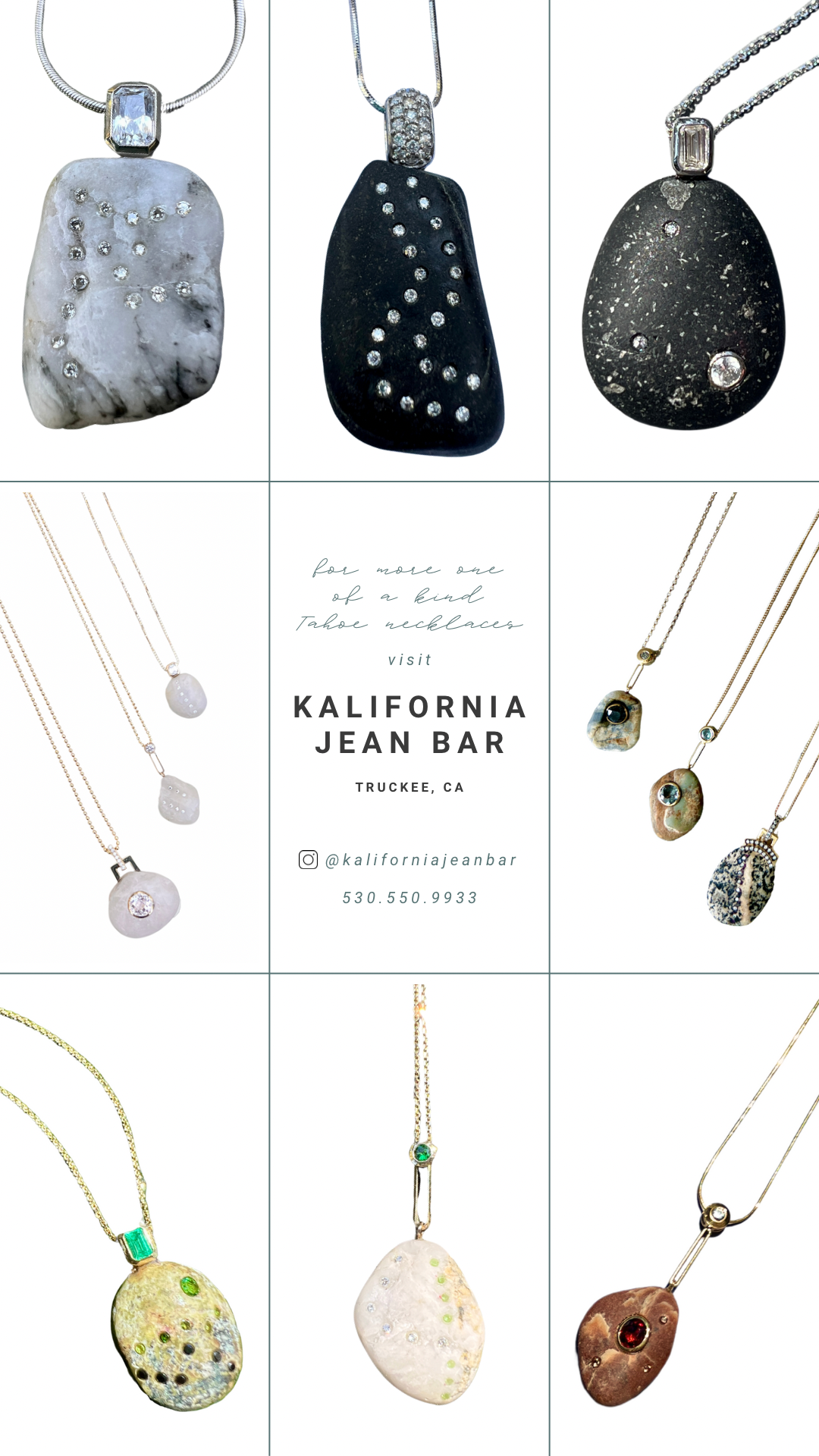 14K White Gold + White Sapphire + Grey Diamond Lake Tahoe Pendant *(Charm Only)*