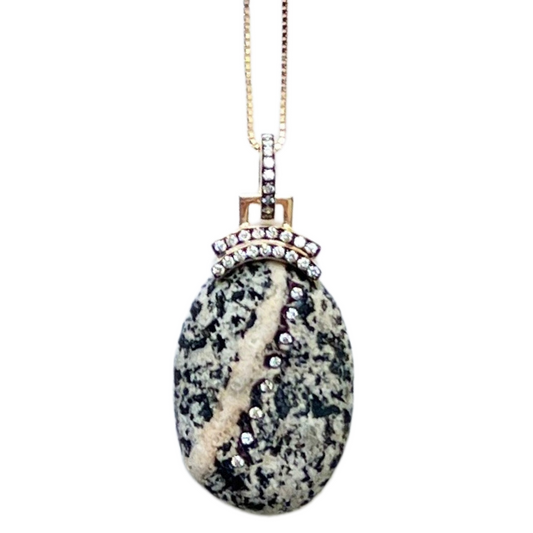 14K Gold + Diamond + Black Rhodium Lake Tahoe Necklace