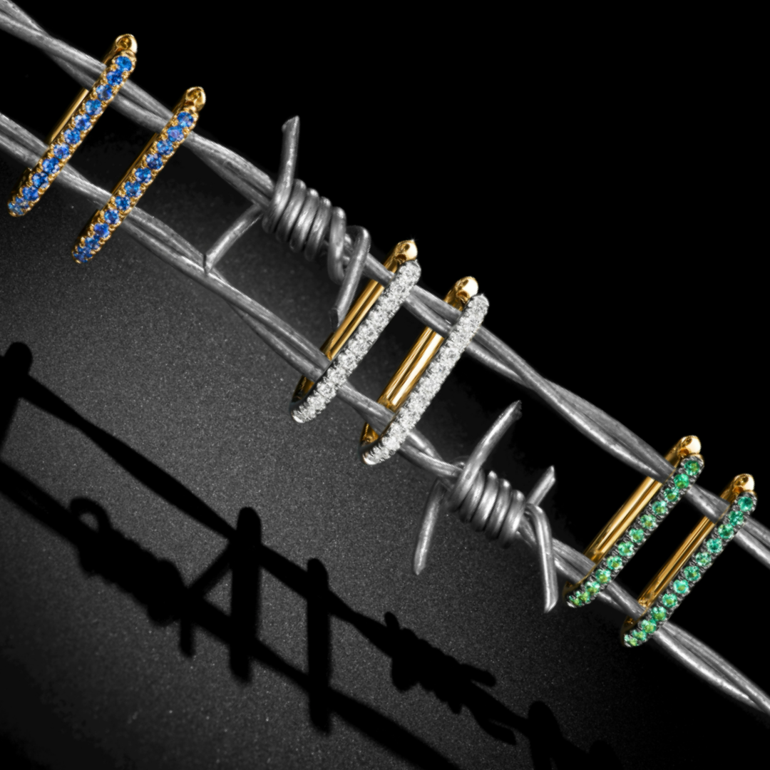 18K Emerald Reversible Drop Link Earrings