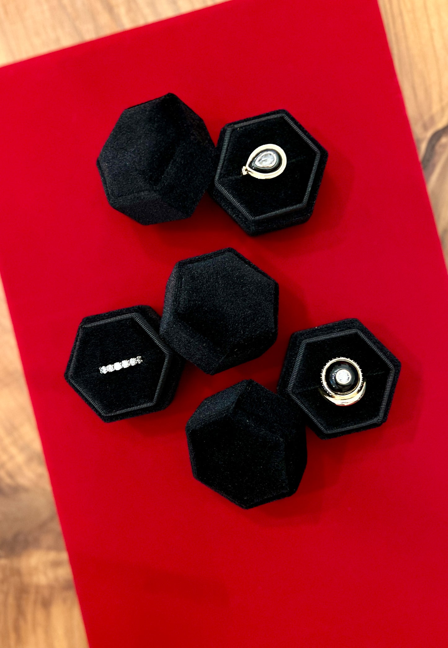 14K Gold Salt & Pepper Diamond + Black Onyx East-West Knot Ring