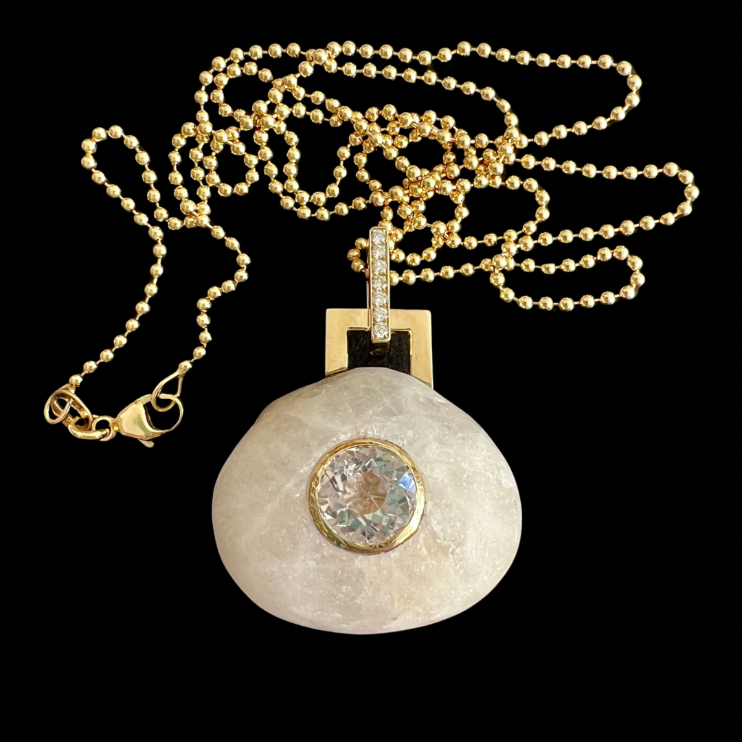 14K Gold + Diamond + Morganite Tahoe GEM // STONE Necklace