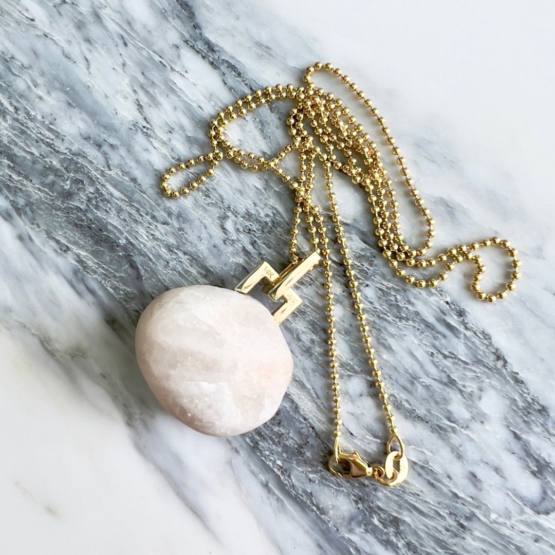 14K Gold + Diamond + Morganite Tahoe GEM // STONE Necklace