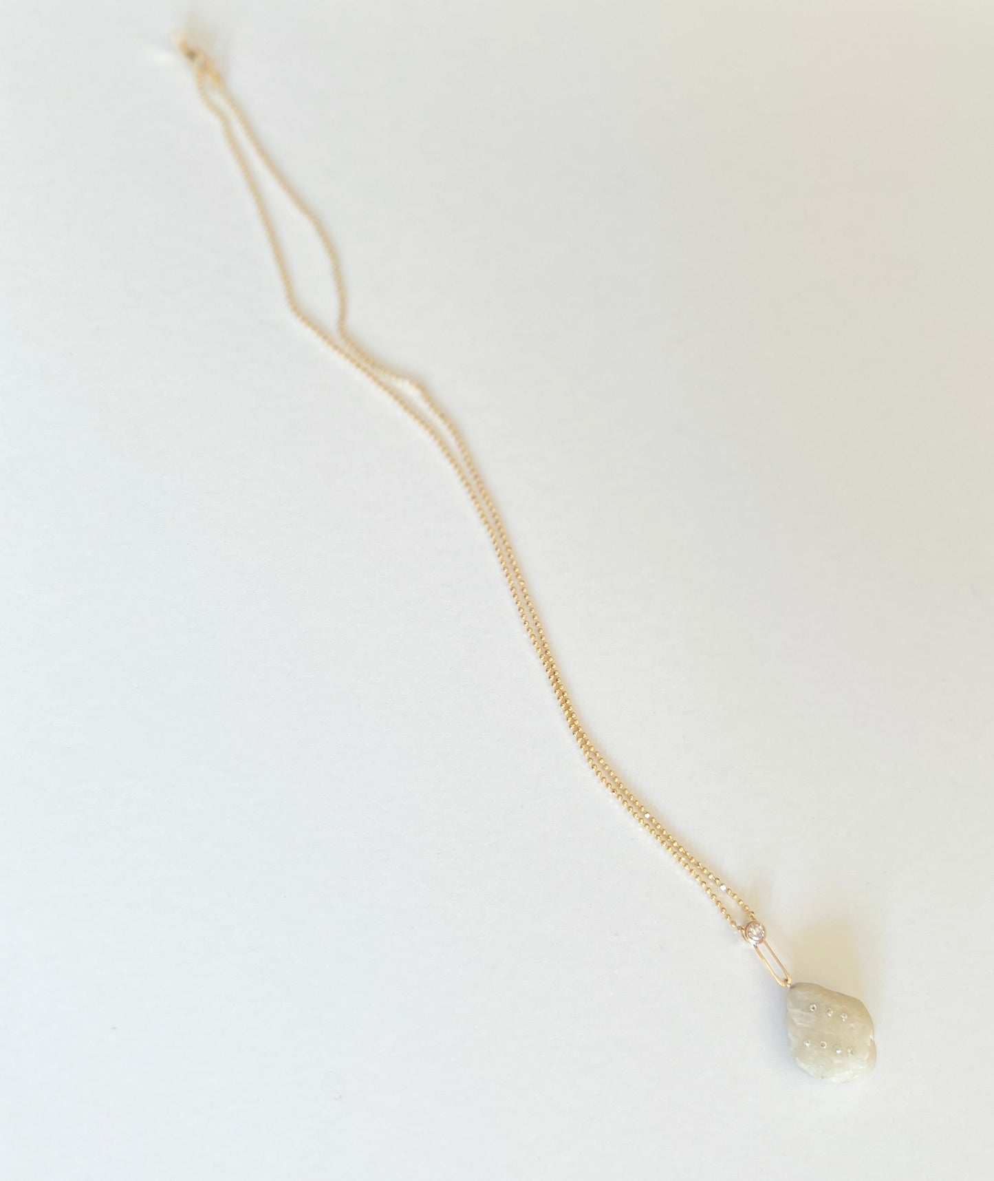 14K Gold + White Sapphire + Diamond Lake Tahoe Necklace