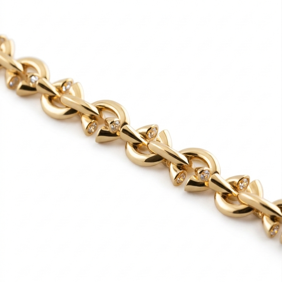 18K Gold + Diamond C-Link Bracelet
